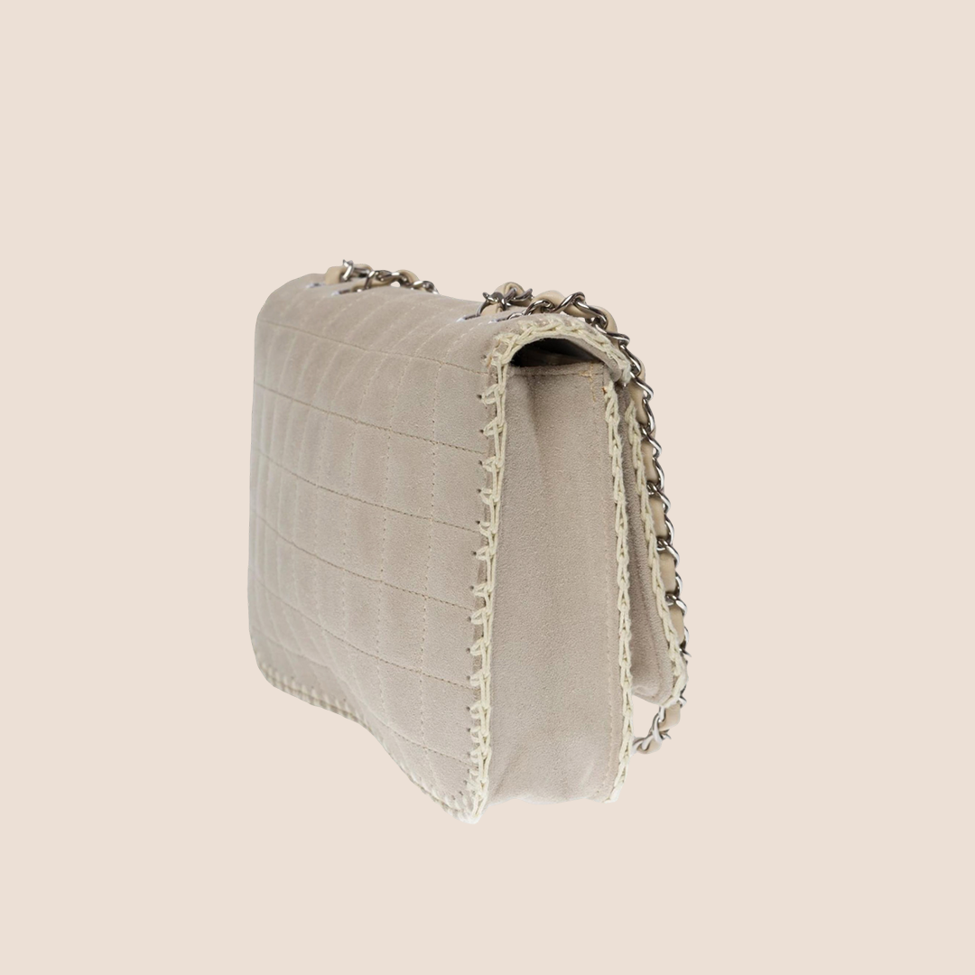 CHANEL 2005 GREY SUEDE WILD STITCH 2.55 FLAP BAG