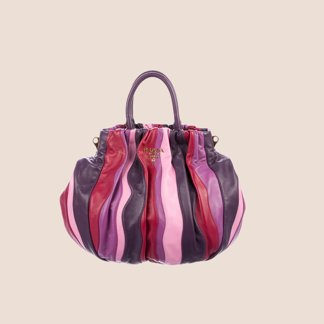 PRADA 2000 PINK & PURPLE LEATHER WAVES TOTE BAG
