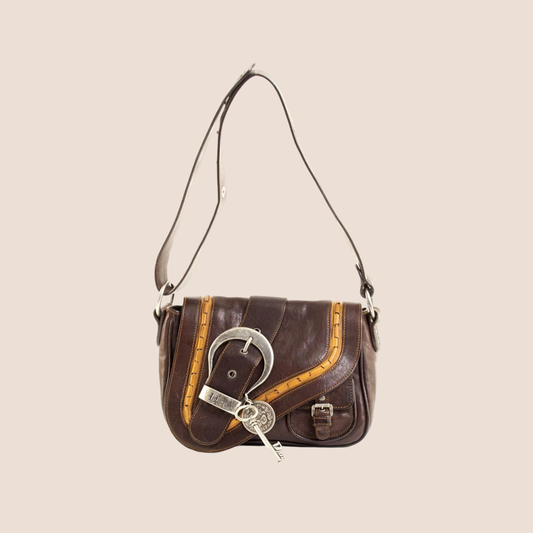 CHRISTIAN DIOR 2004 BROWN LEATHER MINI GAUCHO BAG