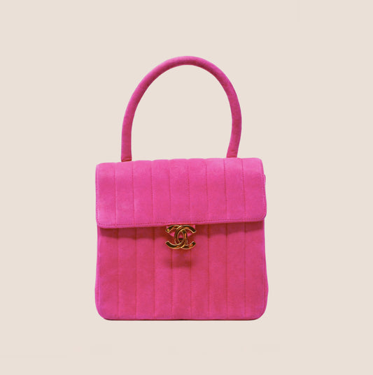 CHANEL 1997 HOT PINK SUEDE TOP HANDLE BAG