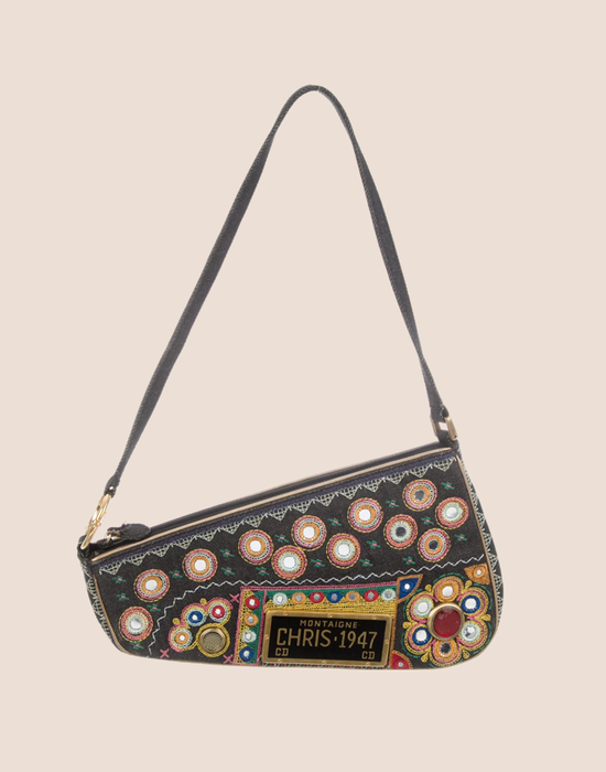 CHRISTIAN DIOR 1947 MONTAIGNE CHRIS LICENSE PLATE SADDLE BAG