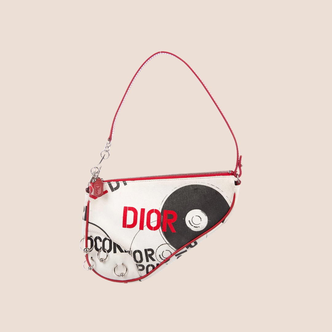 CHRISTIAN DIOR 2004 PIERCED HARCORE POSION MINI SADDLE BAG