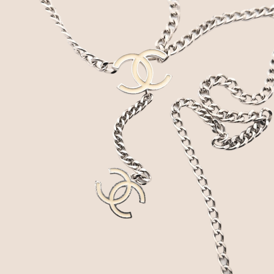 CHANEL 2005 SILVER CHAIN CC LOGO BELT