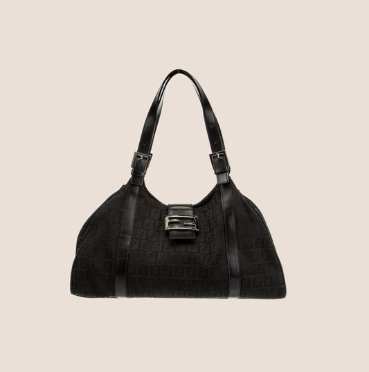 FENDI 2003 BLACK ZUCCHINO SHOULDER BAG