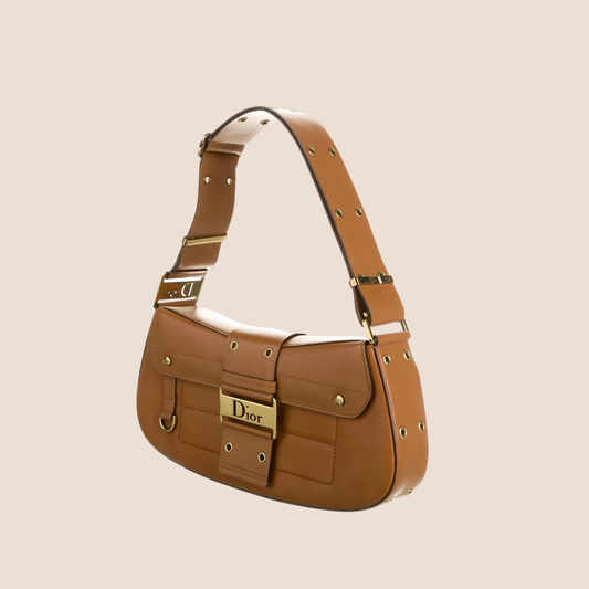 CHRISTIAN DIOR 2005 BROWN LEATHER STREET CHIC COLUMBUS BAG