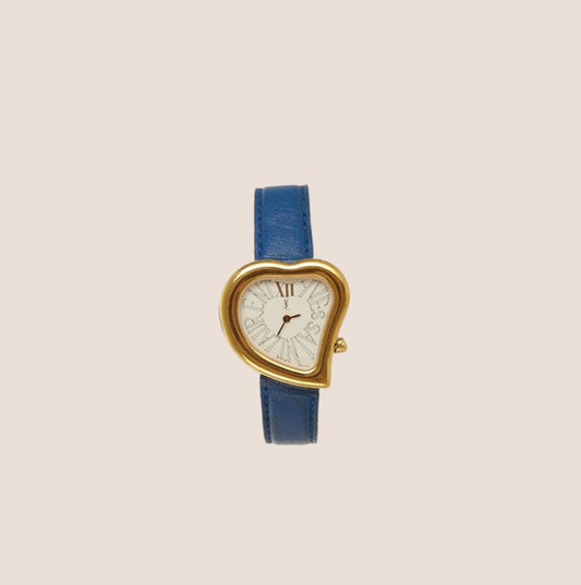 YVES SAINT LAURENT BLUE & GOLD "LOVE" HEART WATCH