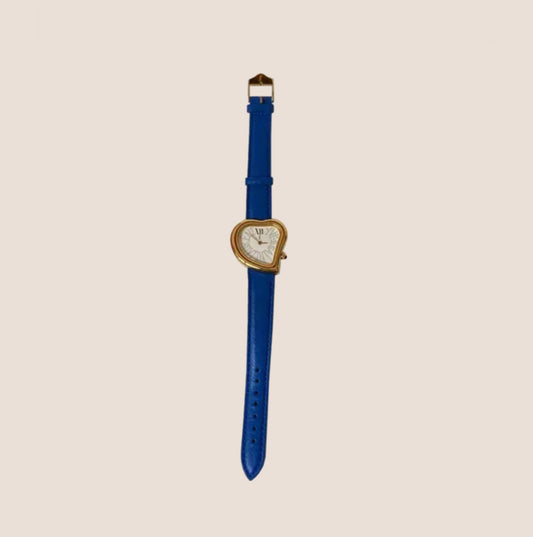YVES SAINT LAURENT BLUE & GOLD "LOVE" HEART WATCH