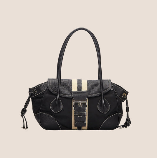 PRADA 2000 VITELLO LEATHER & NYLON STRIPE BAG