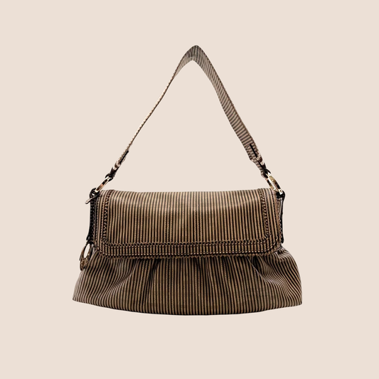 FENDI STRIPED PERFORATED LEATHER CHEF BAG