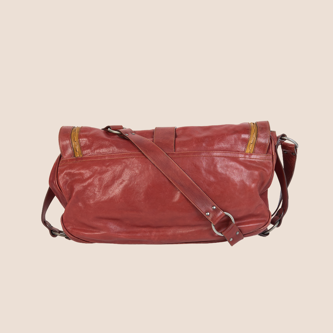 CHRISTIAN DIOR 2006 RED LEATHER GAUCHO SADDLE BAG