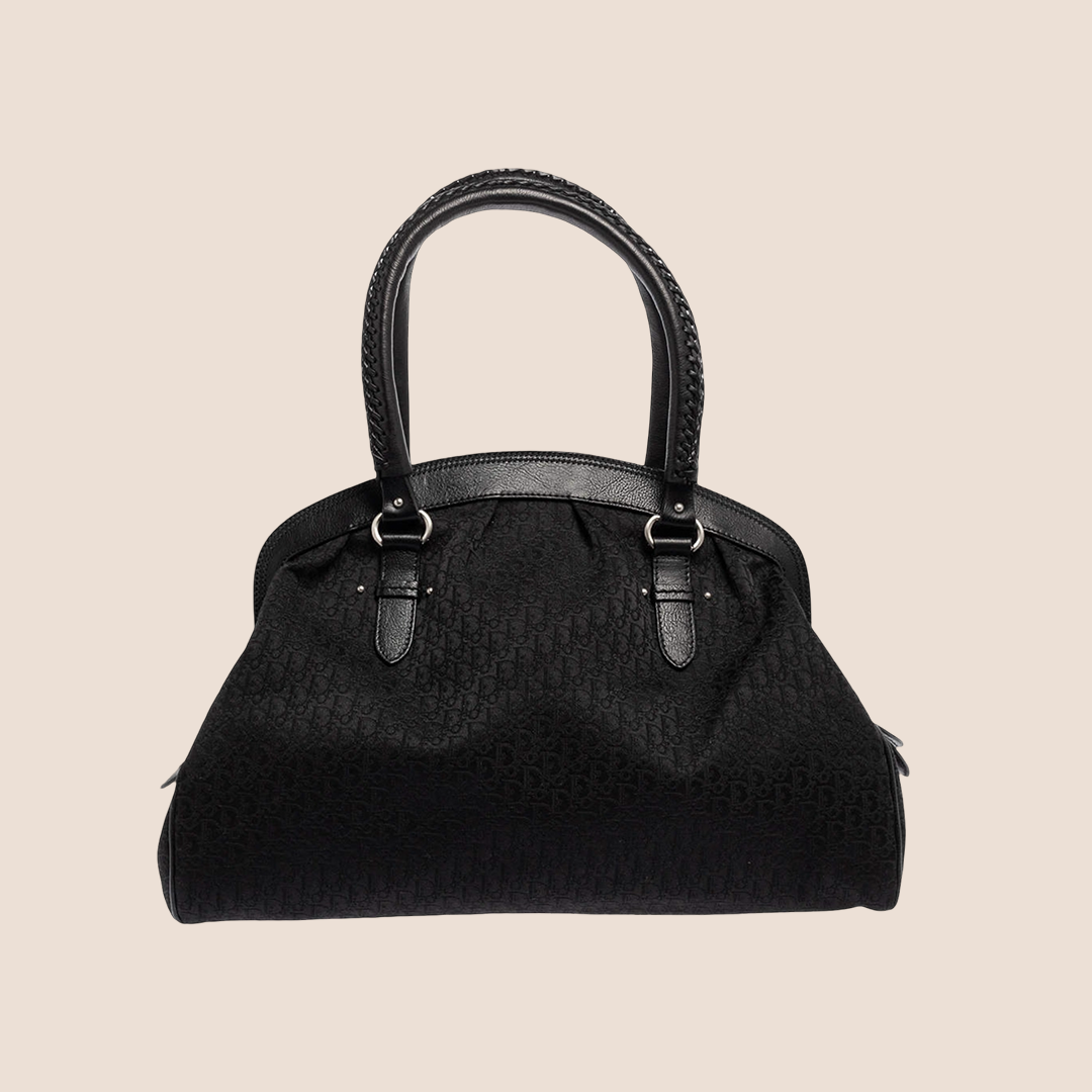 CHRISTIAN DIOR BLACK DIORISSIMO CANVAS MY DIOR POCKET HANDBAG
