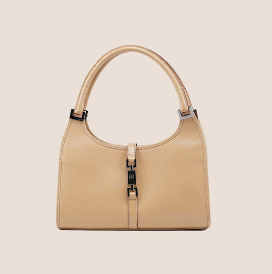 GUCCI BEIGE LEATHER JACKIE HANDBAG