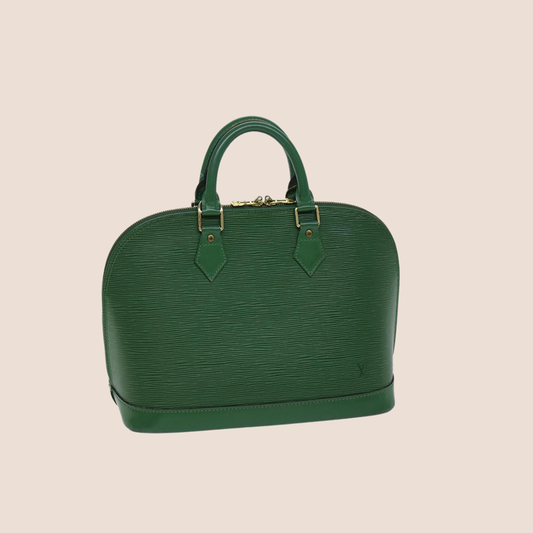 LOUIS VUITTON GREEN EPI ALMA PM BAG