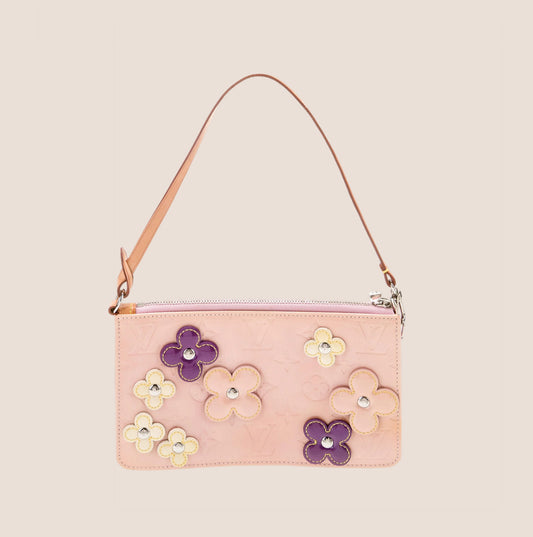 LOUIS VUITTON PINK MONOGRAM VERNIS LEXINGTON FLOWERS POCHETTE