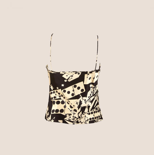 CHRISTIAN DIOR 2001 DOMINO SILK CAMISOLE TOP