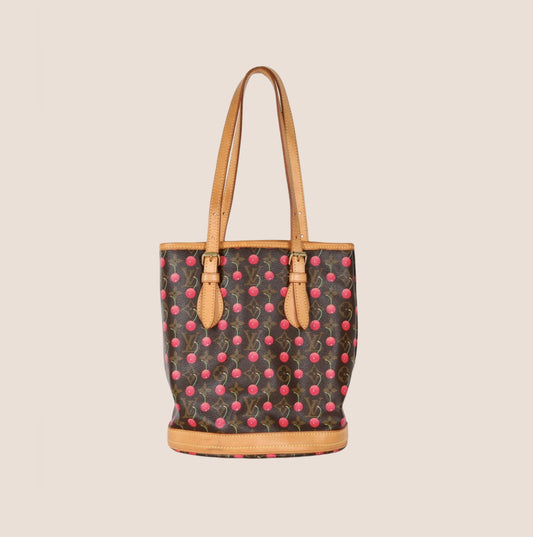 LOUIS VUITTON x  TAKASHI MURAKAMI MONOGRAM CHERRY TOTE BUCKET BAG