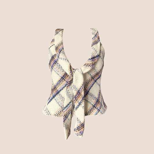 MIU MIU FALL 2000 CREAM TWEED SLEEVELESS TOP