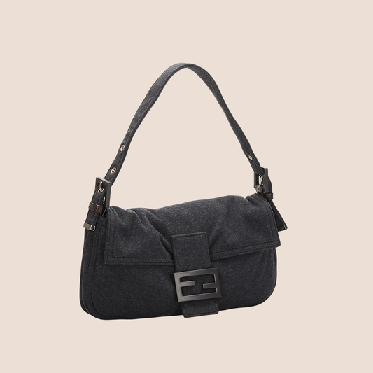FENDI 2000 GREY COTTON BAGUETTE BAG