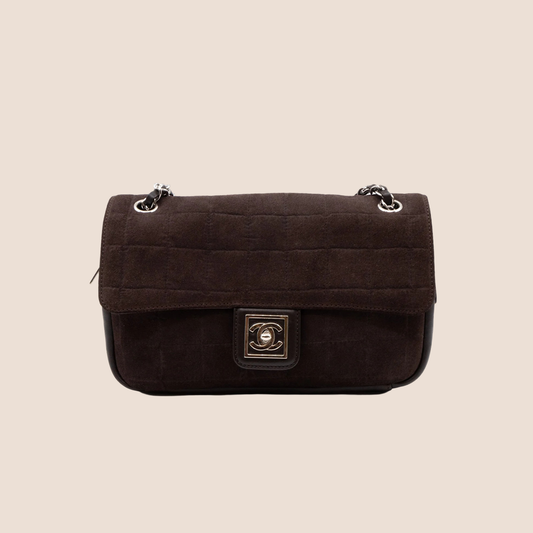 CHANEL SPORTS LINE BROWN SUEDE FLAP BAG
