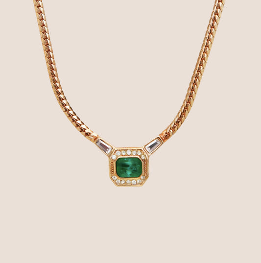 CHRISTIAN DIOR RHINESTONE EMBELLISHED CHAIN NECKLACE