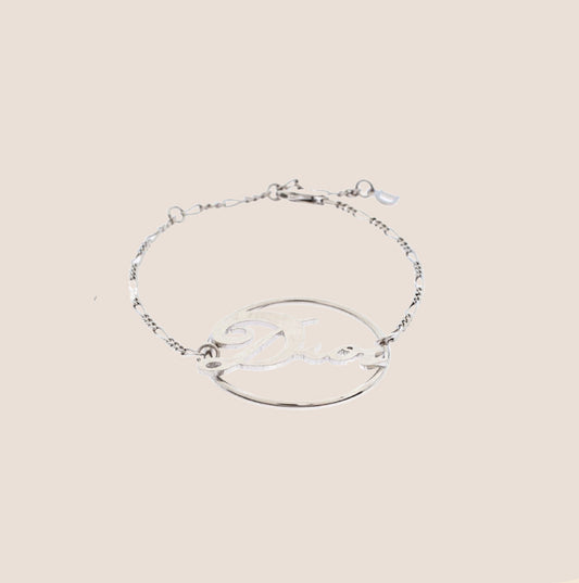 CHRISTIAN DIOR SILVER LOGO CHARM FIGARO CHAIN BRACELET