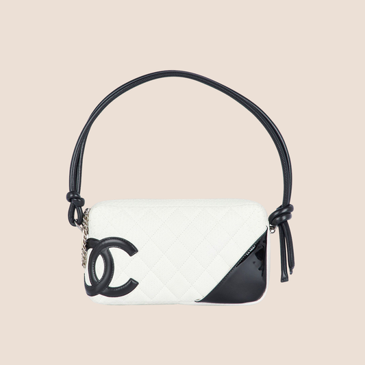 CHANEL 2005 WHITE & BLACK PYTHON CAMBON CC POCHETTE BAG