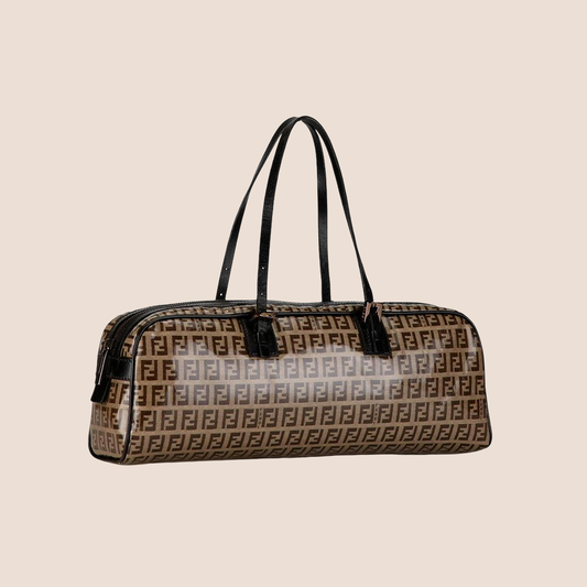 FENDI BROWN ZUCCHINO VINYL HANDBAG