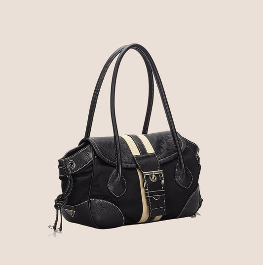 PRADA 2000 VITELLO LEATHER & NYLON STRIPE BAG