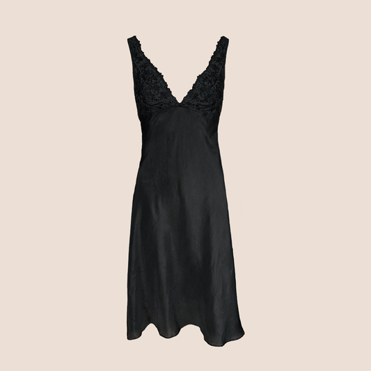 CHRISTIAN DIOR EMBROIDERED CRYSTAL SILK SLIP DRESS
