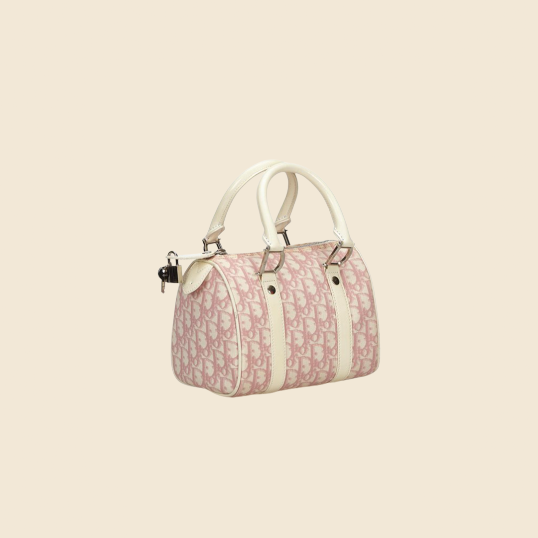 CHRISTIAN DIOR Monogram Romantique Boston Bag Pink 799952