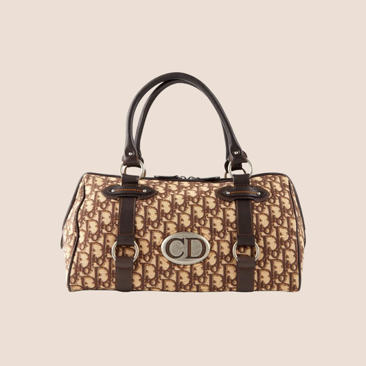 CHRISTIAN DIOR 2000 BROWN TROTTER 'CD' BOSTON BAG