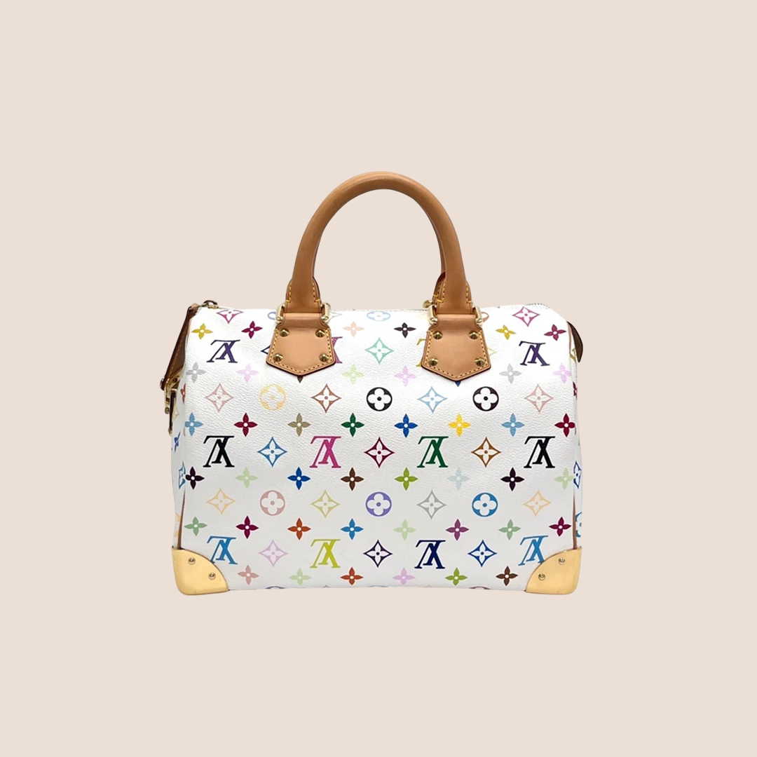 LOUIS VUITTON WHITE MULTICOLOR MONOGRAM SPEEDY 30 BAG