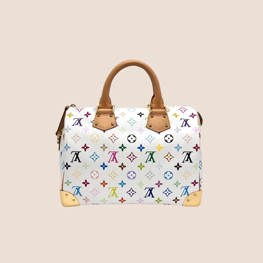LOUIS VUITTON WHITE MULTICOLOR MONOGRAM SPEEDY 30 BAG