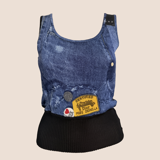 CHRISTIAN DIOR 'MISS DIORELLA' DENIM PRINT TOP