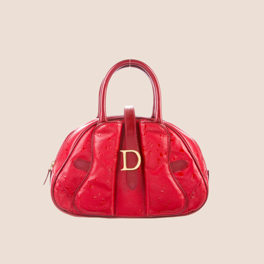 CHRISTIAN DIOR RED RAINDROP MINI DOUBLE SADDLE BAG