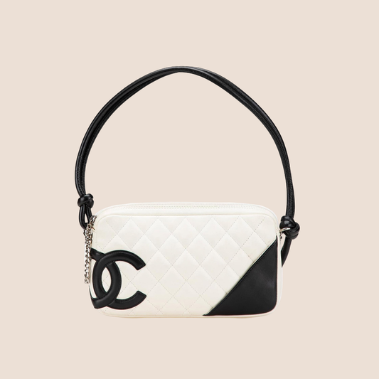 CHANEL 2005 WHITE & BLACK CAMBON QUILTED LEATHER BAG