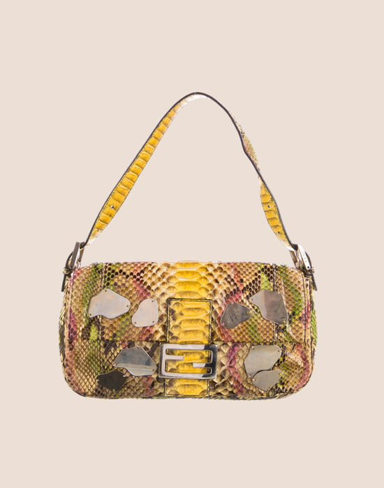 FENDI 2000 PYTHON MIRROR BAGUETTE BAG