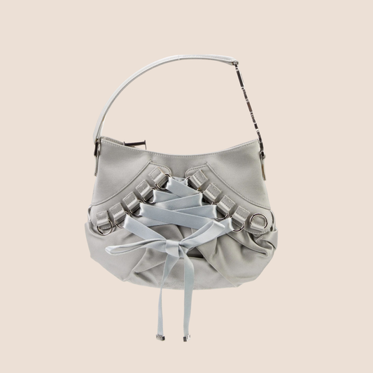CHRISTIAN DIOR 2004 GREY SATIN MINI CORSET BAG