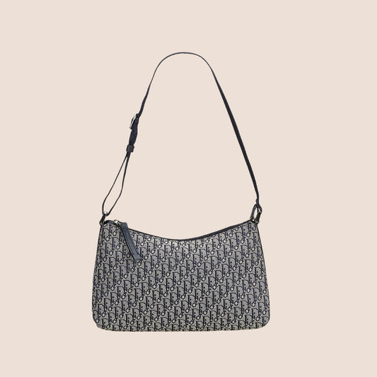 CHRISTIAN DIOR NAVY OBLIQUE TROTTER SHOULDER BAG