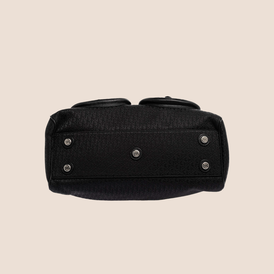 CHRISTIAN DIOR BLACK DIORISSIMO CANVAS MY DIOR POCKET HANDBAG