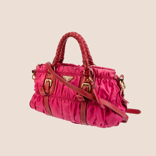 PRADA 2000 PINK TESSUTO NYLON GAUFFRE HANDBAG