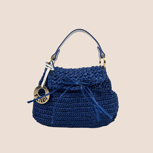 FENDI 2008 BLUE RAFFIA MINI CHEF BAG