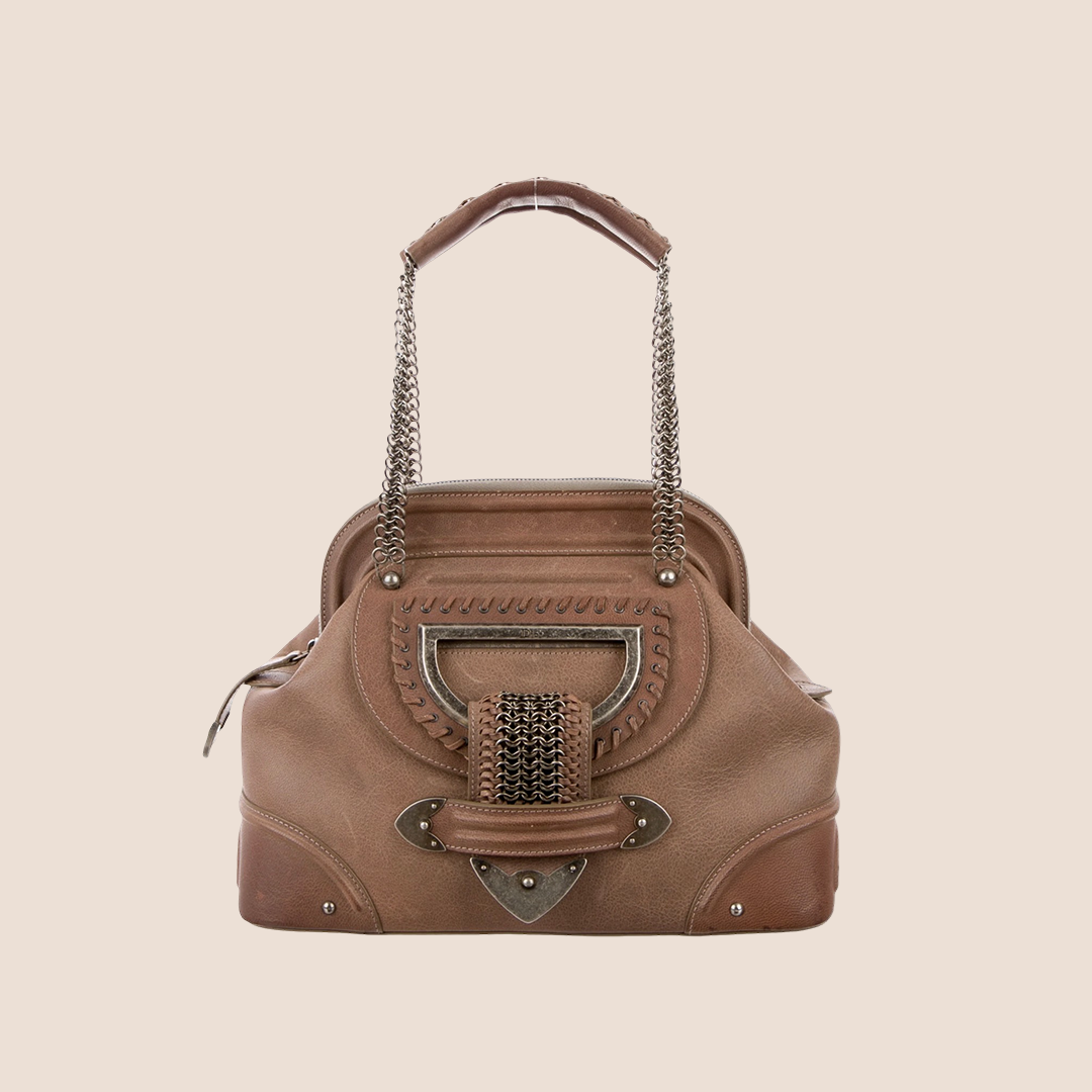 CHRISTIAN DIOR 2007 BROWN JEANNE FRAME BAG