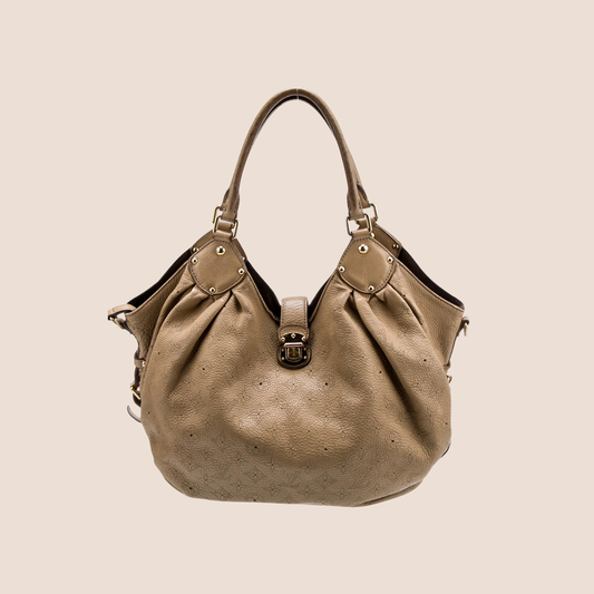 LOUIS VUITTON 2009 BEIGE LEATHER MONOGRAM MAHINA BAG