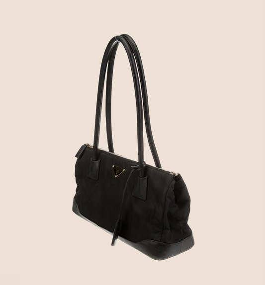 PRADA 2000 BLACK NYLON RIGID SHOULDER BAG
