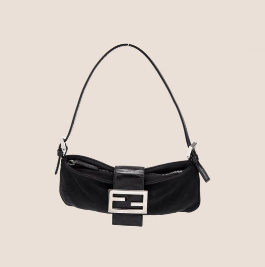 FENDI 2000 BLACK NEOPRENE SHOULDER BAG