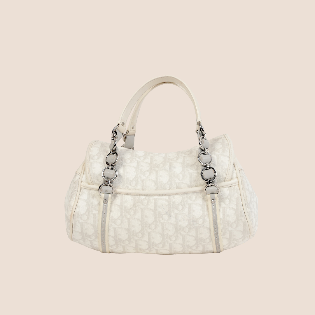 CHRISTIAN DIOR 2007 GREY & WHITE ROMANTIQUE TROTTER MINI HANDBAG