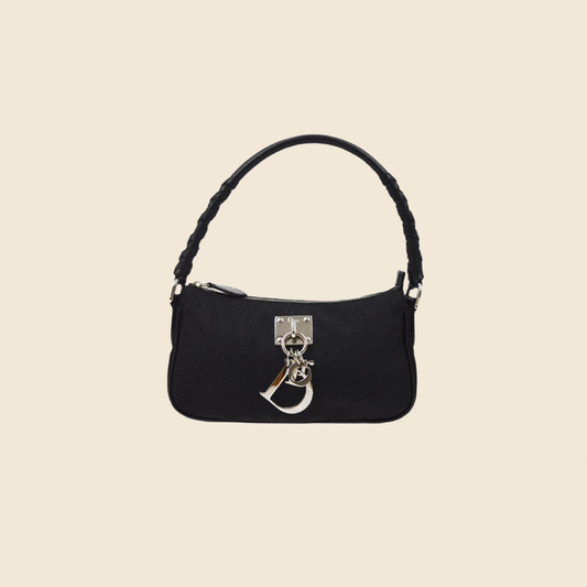 Dior Black Diorissimo Canvas and Leather Zip Charm Pochette Bag Dior