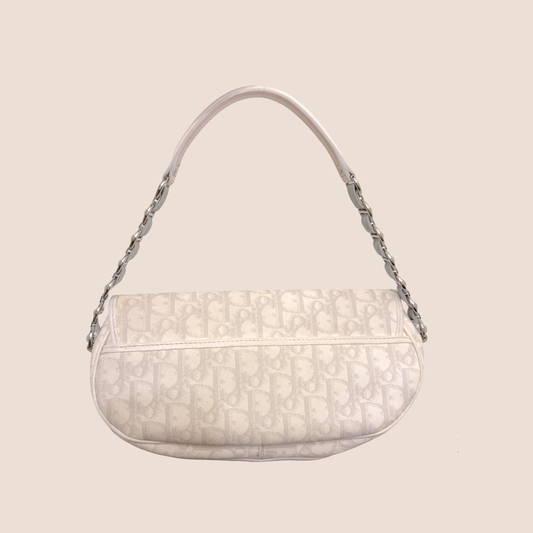 CHRISTIAN DIOR 2007 WHITE & GREY ROMANTIQUE BAGUETTE BAG
