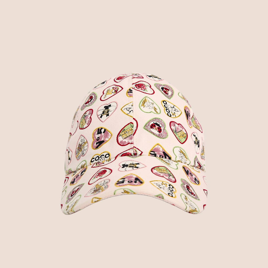 CHANEL 2006 PINK VALENTINES HEARTS PRINT CAP